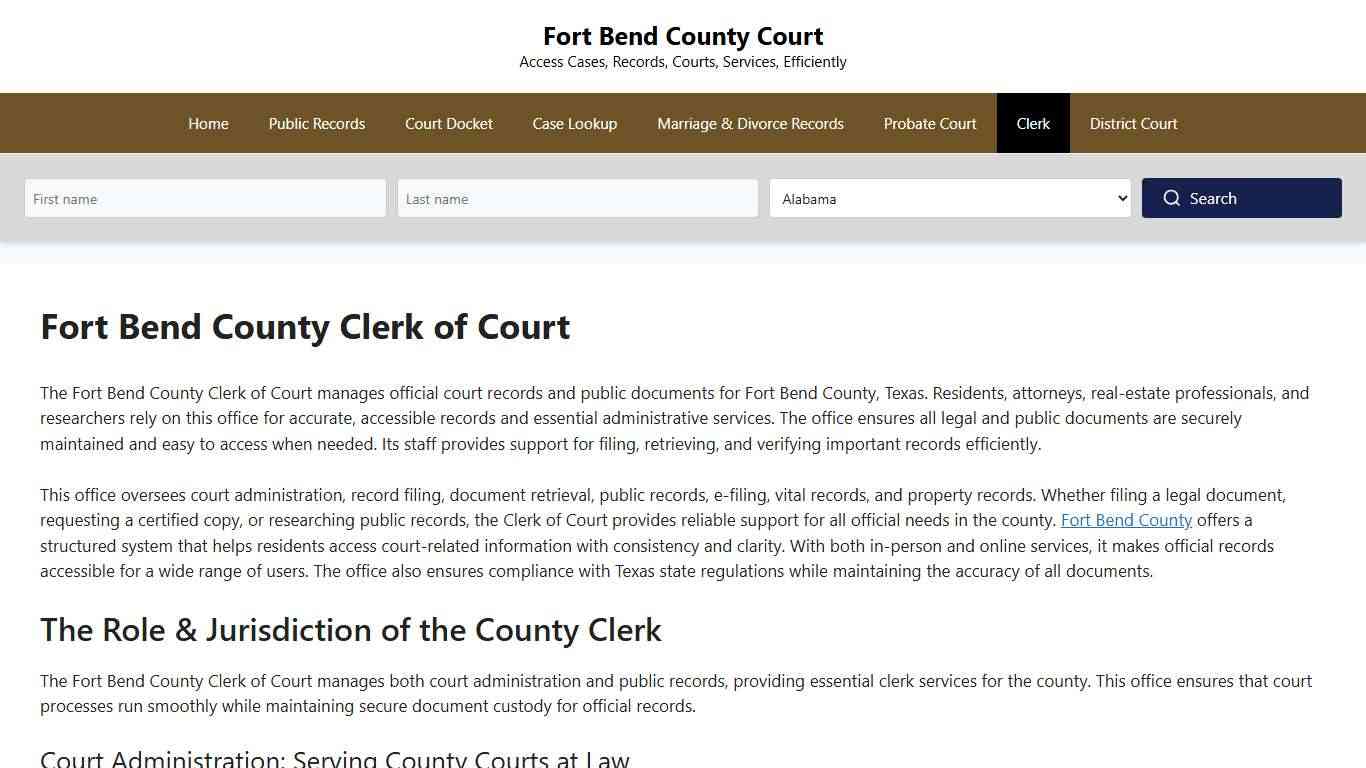 Fort Bend County Clerk of Court - Fort Bend County Court